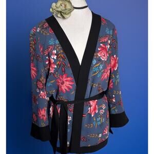 LOFT Botanical Kimono Top | Dark Romance | Soft Witch | Festival Layer | Boho